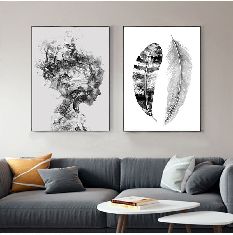 Arthia Designs - Black and White Woman and Feather Canvas Art - Review