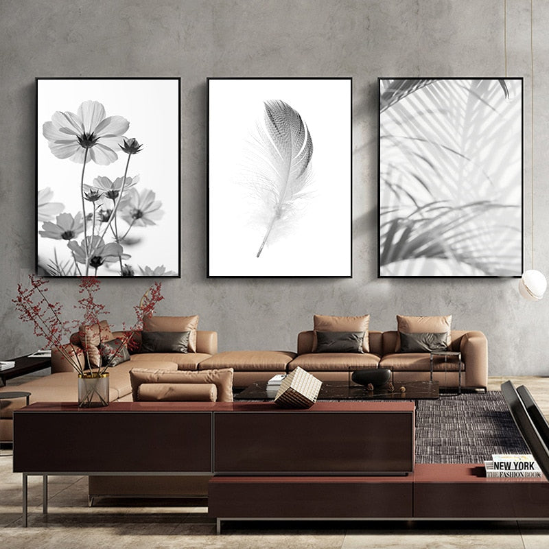 Arthia Designs - Black White Feather Dandelion Canvas Art - Review