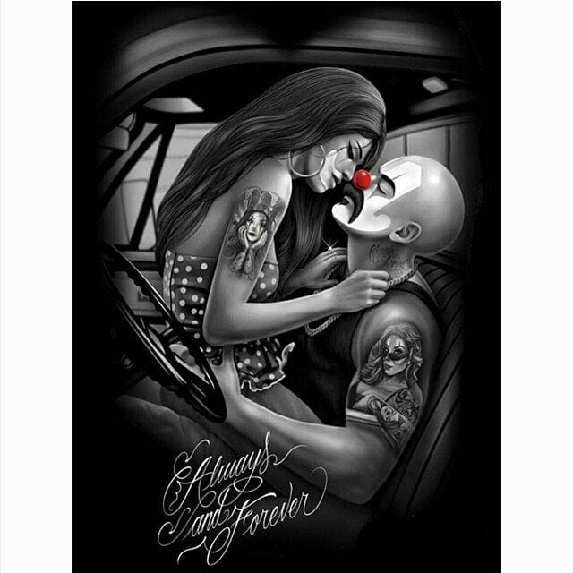 Arthia Designs - Black & White Masked Tattoo Girl Canvas Art - Review