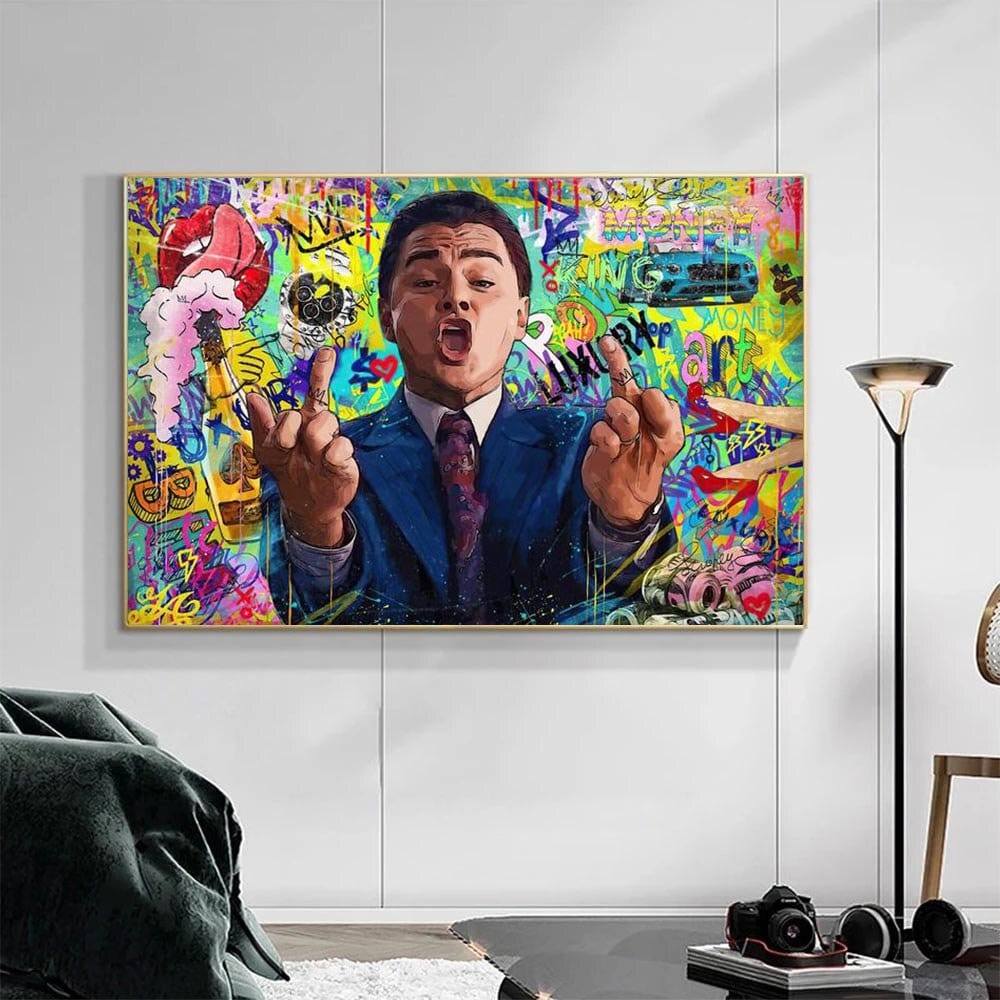 Arthia Designs - Wolf of Wall Street Funny Graffiti Canvas Art - Review