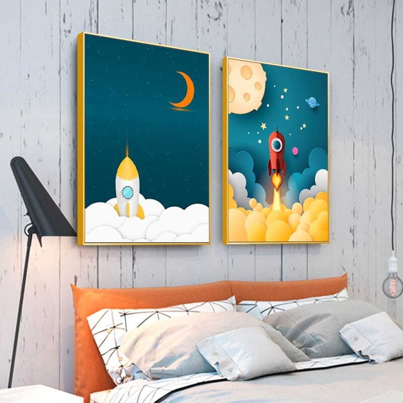 Arthia Designs - Cartoon Astronaut Space Rocket Canvas Art - Review