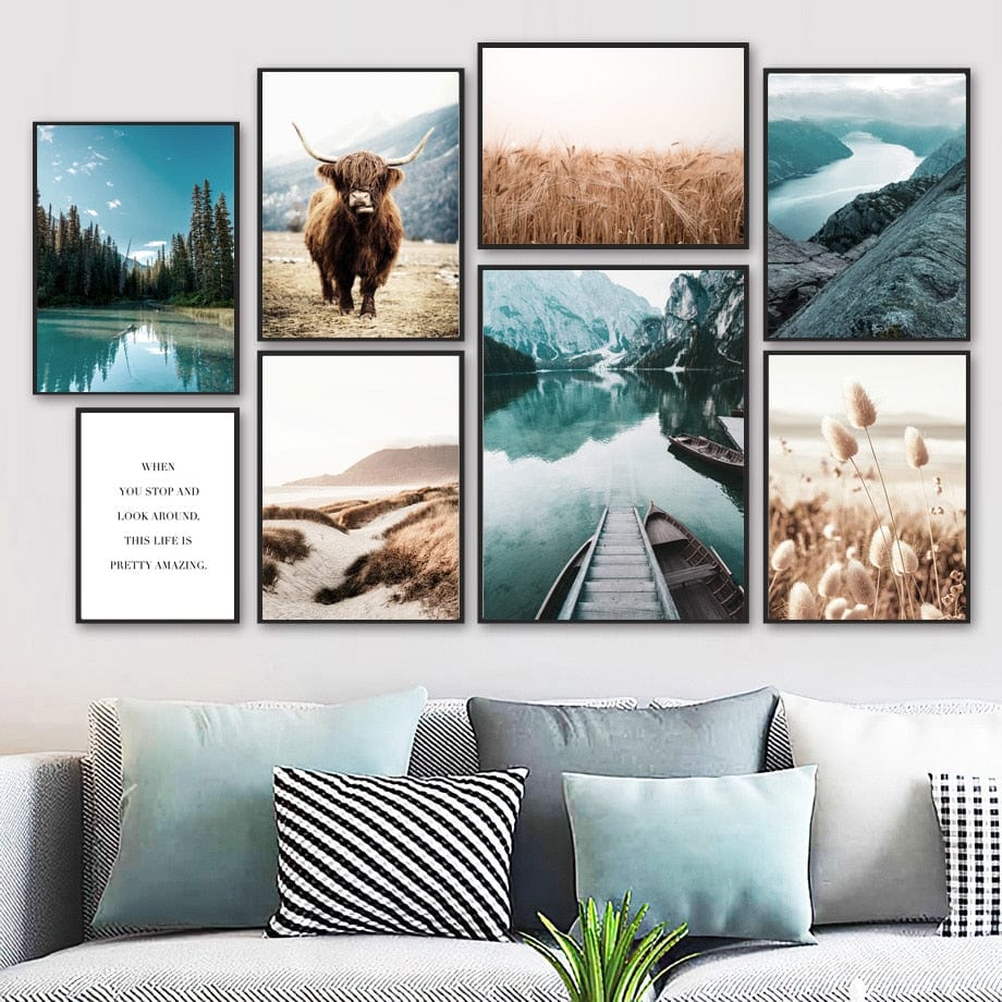 Arthia Designs - Nature Wild Ox Mountain Lake Canvas Art - Review