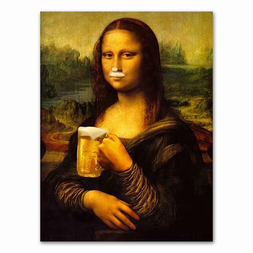 Arthia Designs - Funny Mona Lisa Drinking Beer Canvas Art - Review