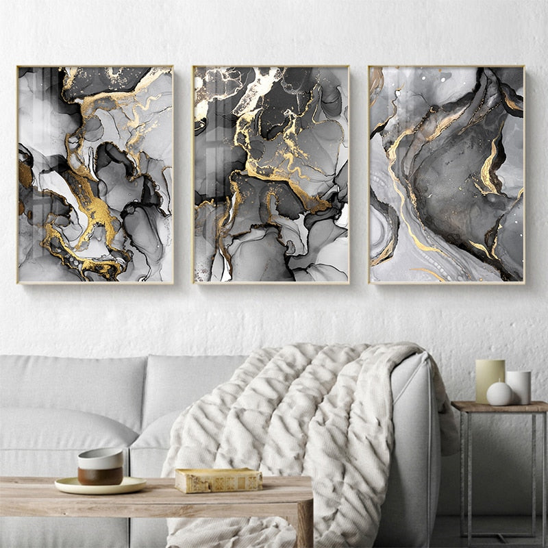 Arthia Designs - Abstract Golden Black Marble Canvas Art - Review