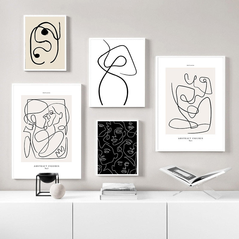 Arthia Designs - Abstract Black White One Line Lady Canvas Art - Review