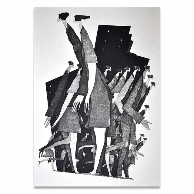 Arthia Designs - Black White Abstract Characters Fashion Canvas Art - Review