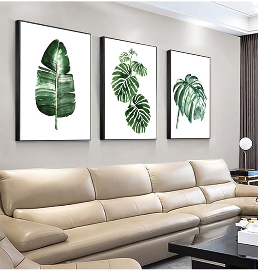 Arthia Designs - Nordic Tropical Green Leaves Canvas Art - Review