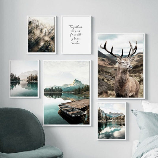 Arthia Designs - Northern Lake Mountain Deer Canvas Art - Review