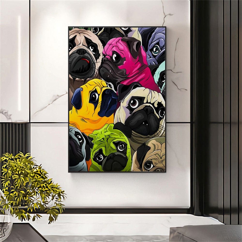 Arthia Designs - Cute Colorful Pugs Canvas Art - Review