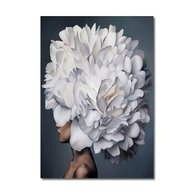 Arthia Designs - Flower Feathers Face Woman Canvas Art - Review