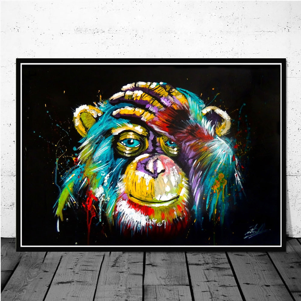 Arthia Designs - Watercolor Graffiti Thinking Monkey Canvas Art - Review