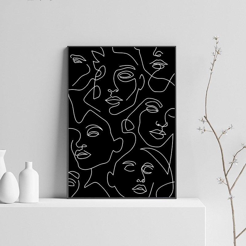 Arthia Designs - Abstract Black White One Line Lady Canvas Art - Review