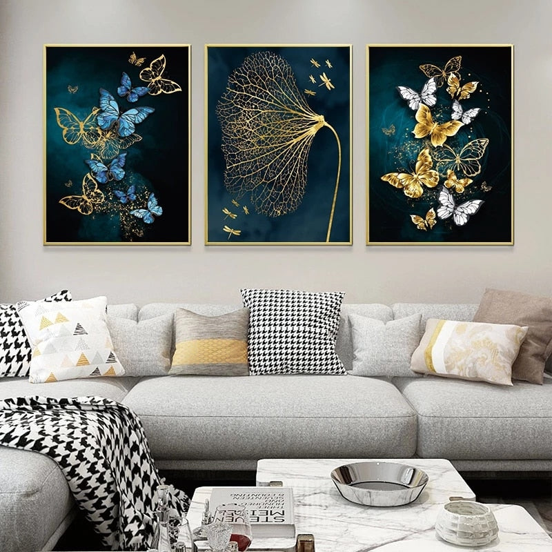 Arthia Designs - Golden Blue Butterfly Flower Canvas Art - Review