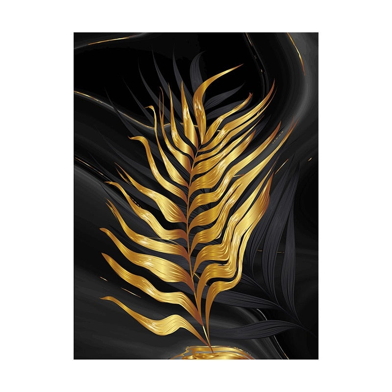 Arthia Designs - Golden Black Leaves Canvas Art - Review