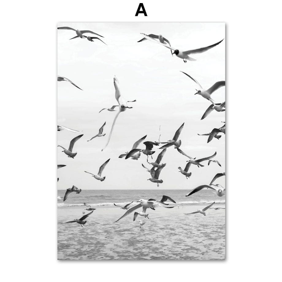 Arthia Designs - Black and White Dolphin Beach Canvas Art - Review