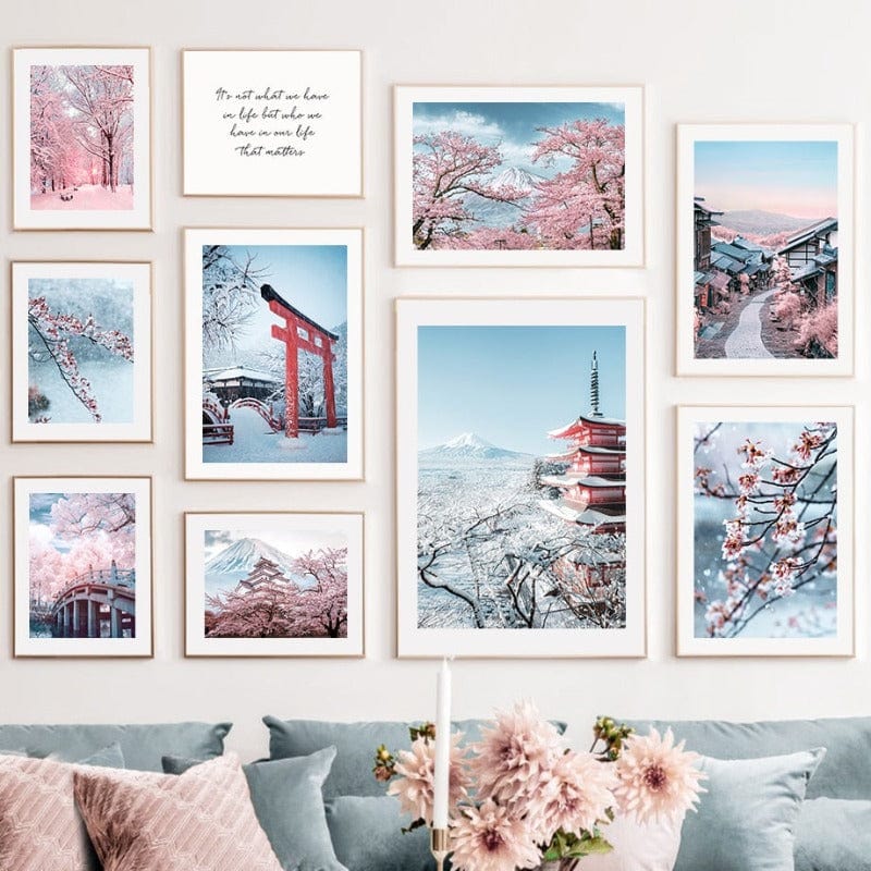 Arthia Designs - Mount Fuji Sakura Temple Canvas Art - Review