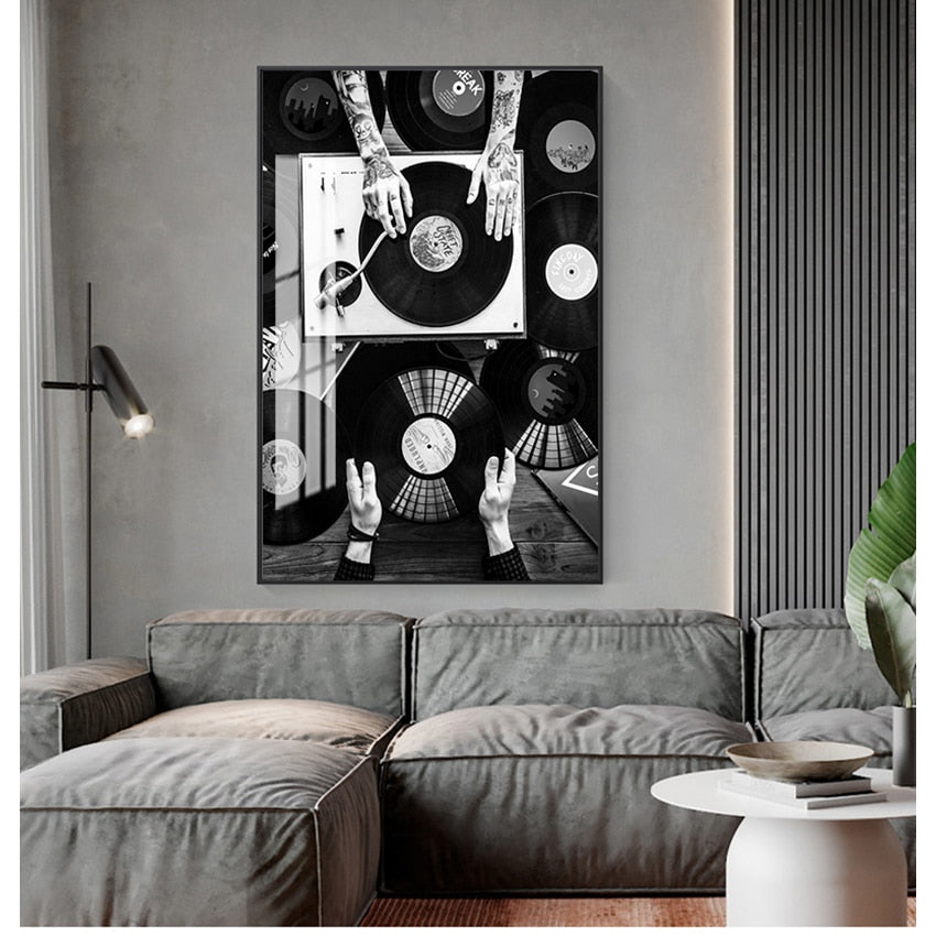 Arthia Designs - Black and White Vinyl Records Canvas Art - Review