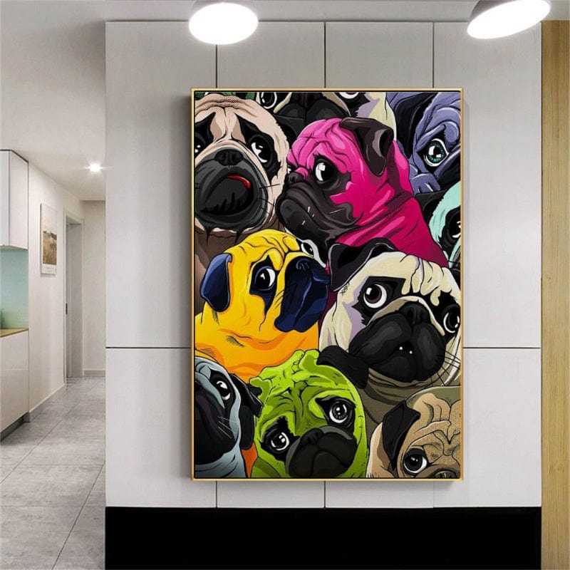 Arthia Designs - Cute Colorful Pugs Canvas Art - Review