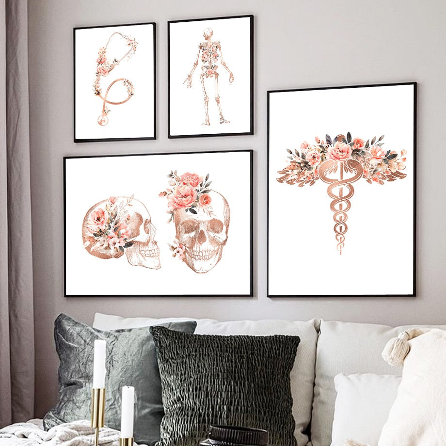 Arthia Designs - Flower Human Skull Anatomy Canvas Art - Review