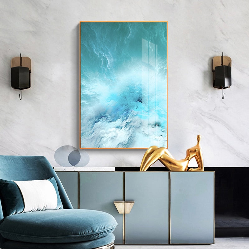 Arthia Designs - Abstract Blue Marble Wave Canvas Art - Review