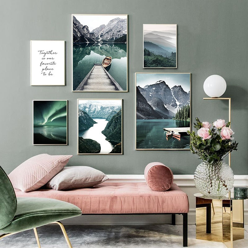 Arthia Designs - Nordic Aurora Lake Mountain Canvas Art - Review