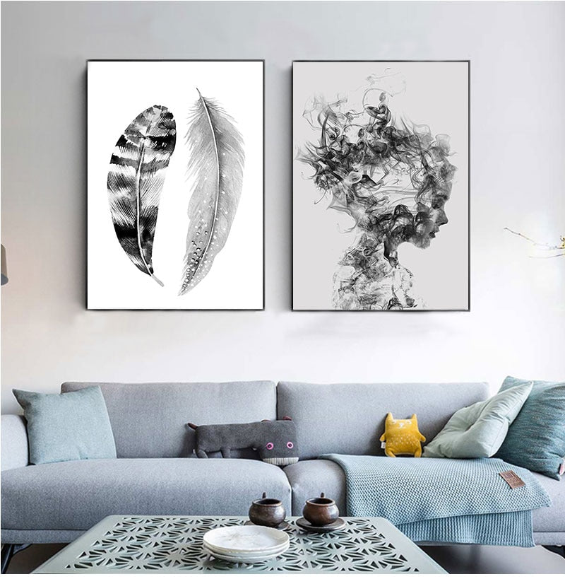 Arthia Designs - Black and White Woman and Feather Canvas Art - Review