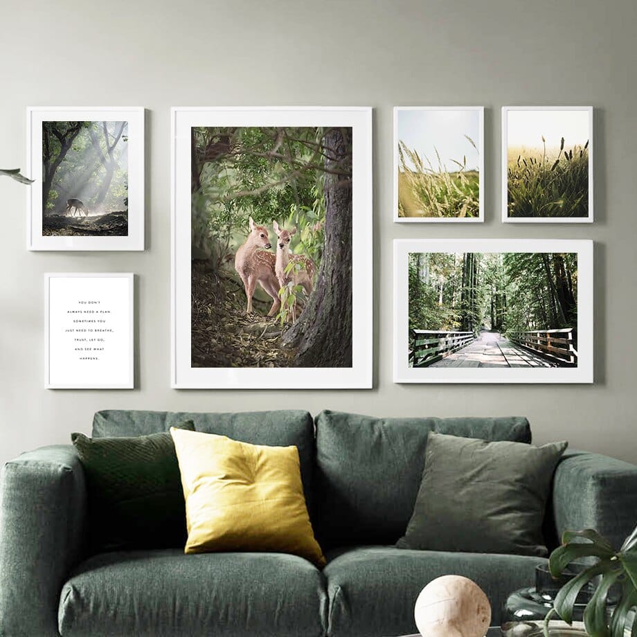 Arthia Designs - Deer Forest Walk Gallery Wall Canvas Art - Review