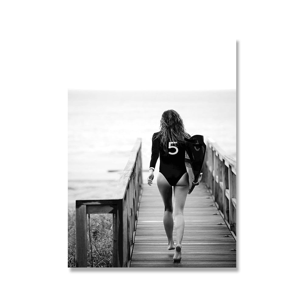 Arthia Designs - Black White Sexy Beach Surfer Canvas Art - Review