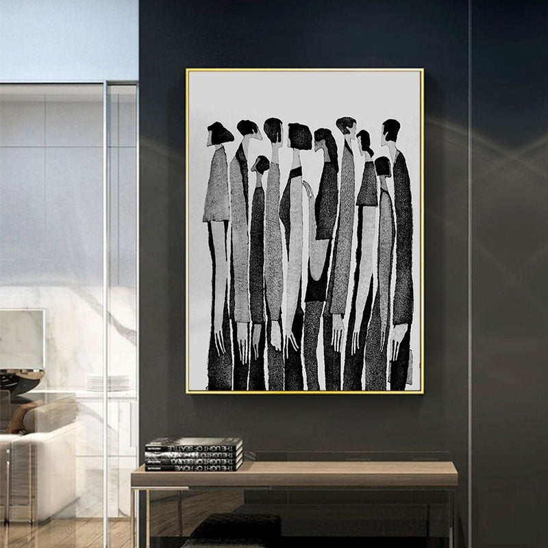 Arthia Designs - Black White Abstract Characters Fashion Canvas Art - Review