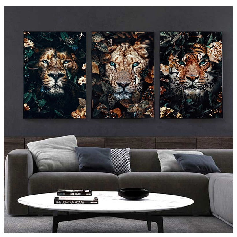 Arthia Designs - Flower Animal Lion Tiger Canvas Art - Review