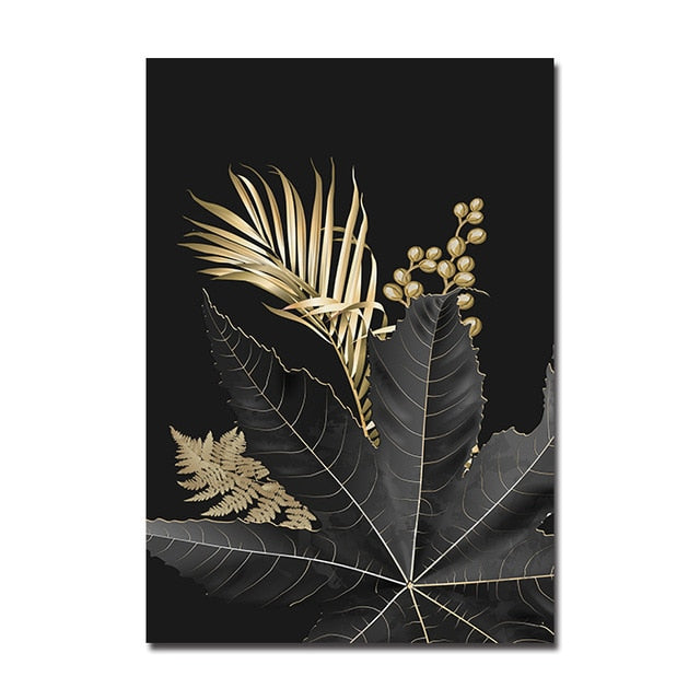 Arthia Designs - Golden Black Leaves Canvas Art - Review