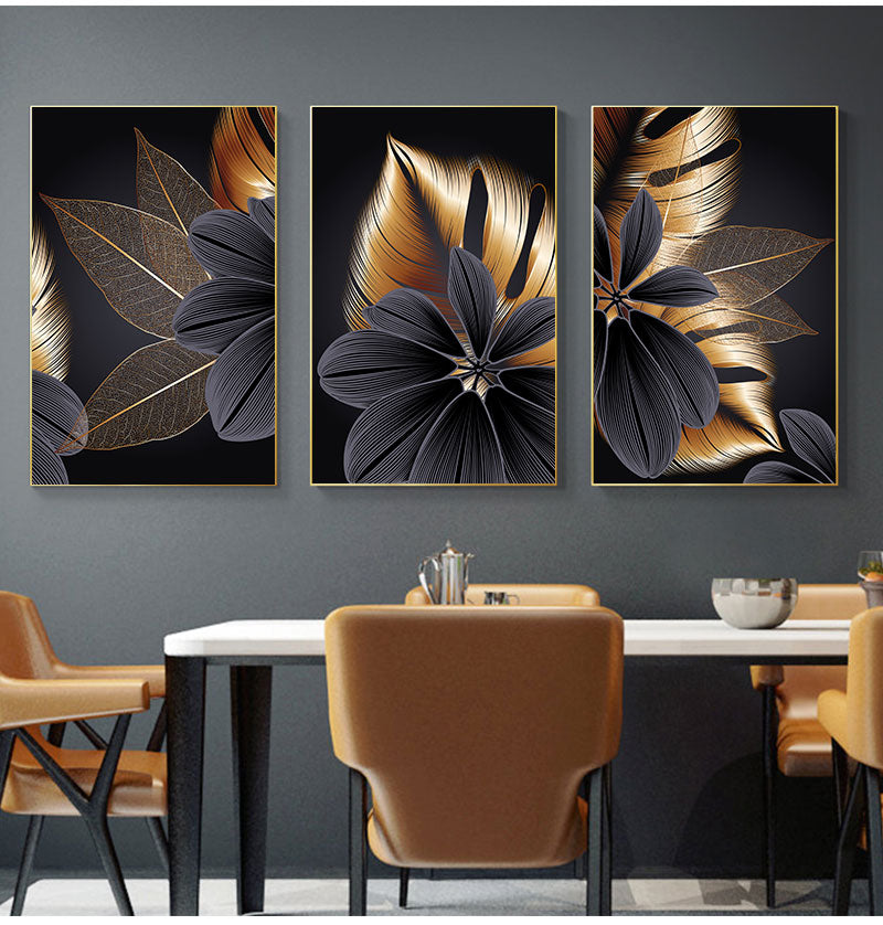 Arthia Designs - Nordic Black Golden Leaf Canvas Art - Review