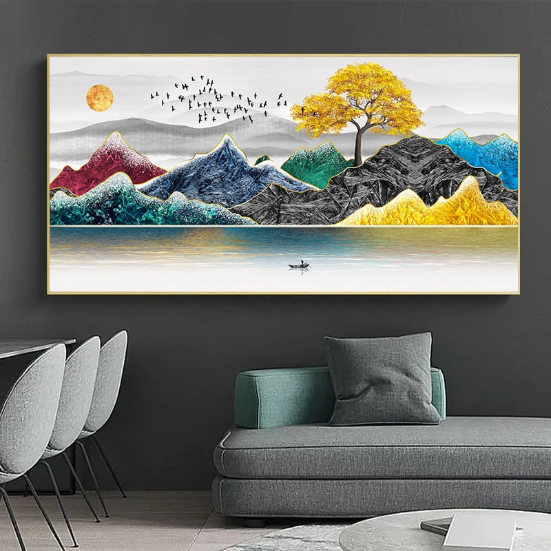 Arthia Designs - Calming Various Mountain Lake View Canvas Art - Review