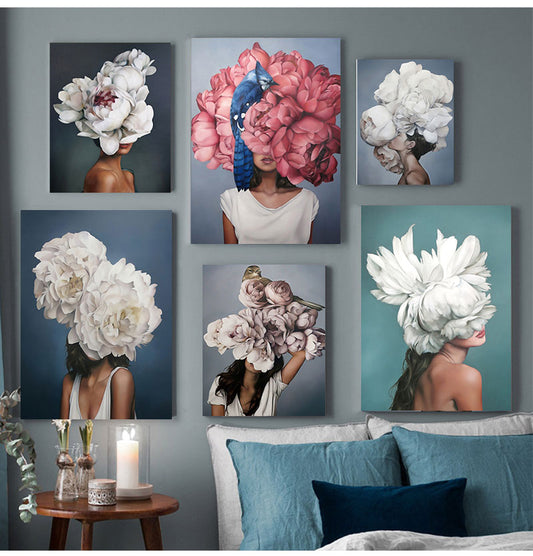 Arthia Designs - Flowers Feathers Woman Canvas Art - Review