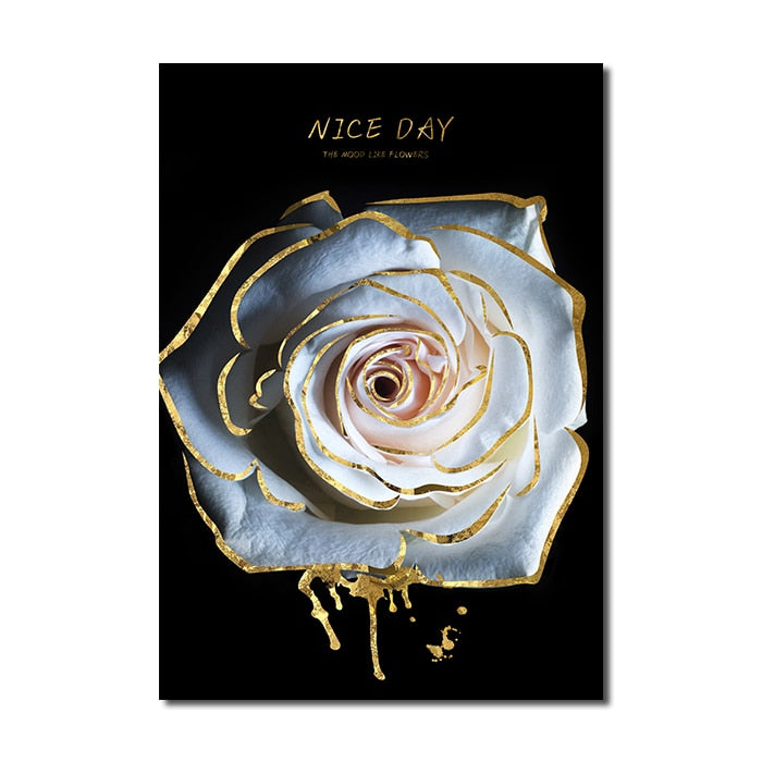 Arthia Designs - Luxury Golden White Roses Canvas Art - Review