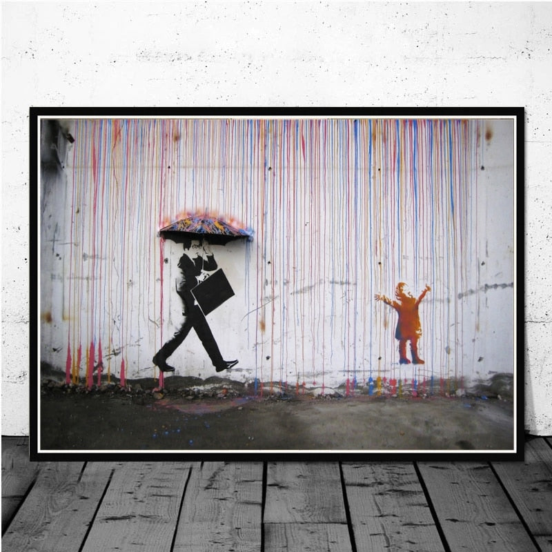 Arthia Designs - Funny Banksy Street Graffiti 2 Canvas Art - Review