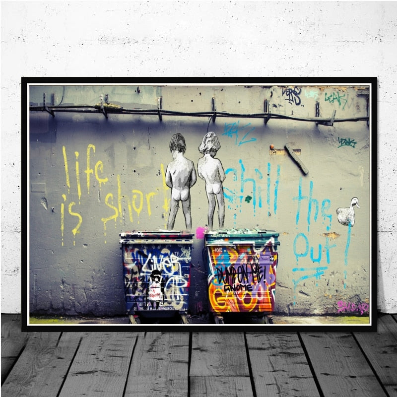 Arthia Designs - Funny Banksy Street Graffiti 2 Canvas Art - Review