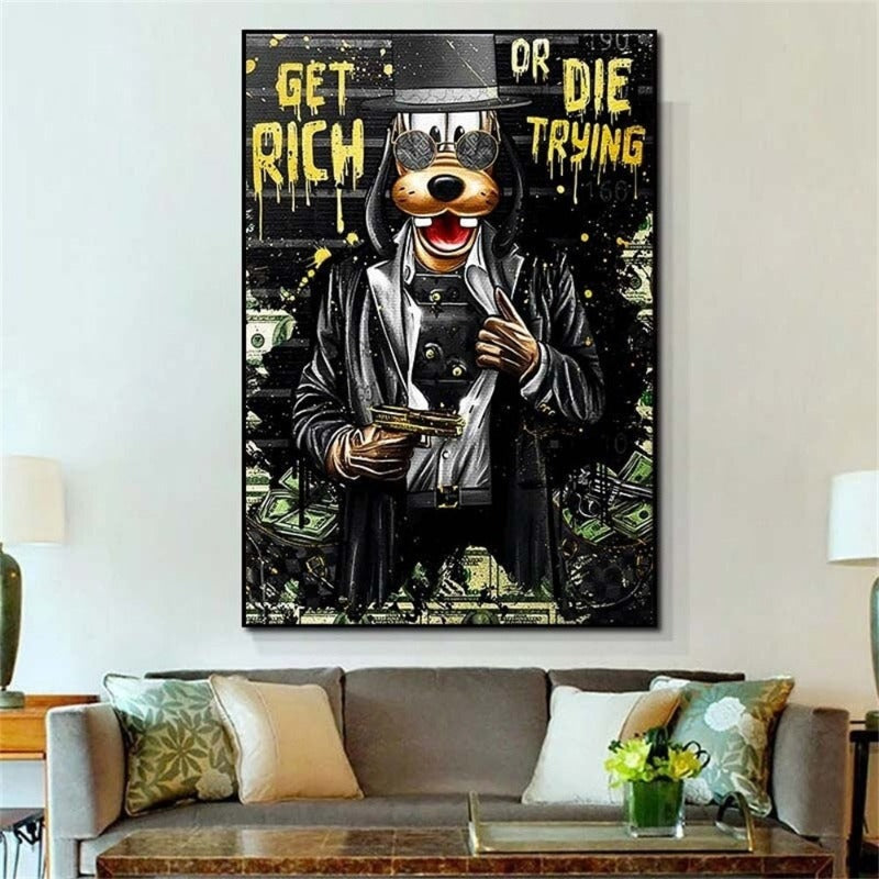 Arthia Designs - Get Rich Or Die Trying Goofy Canvas Art - Review