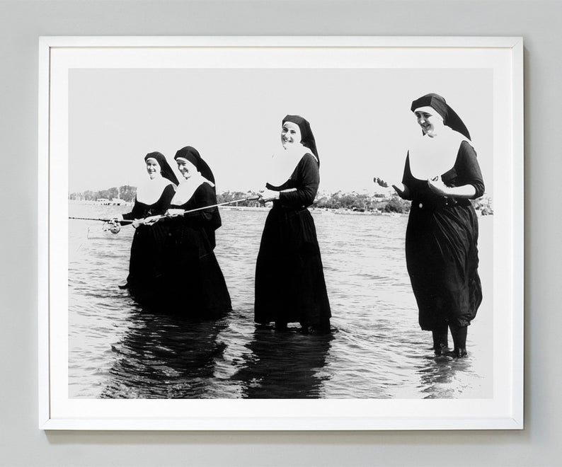 Arthia Designs - Vintage Black White Smoking Nuns Canvas Art - Review