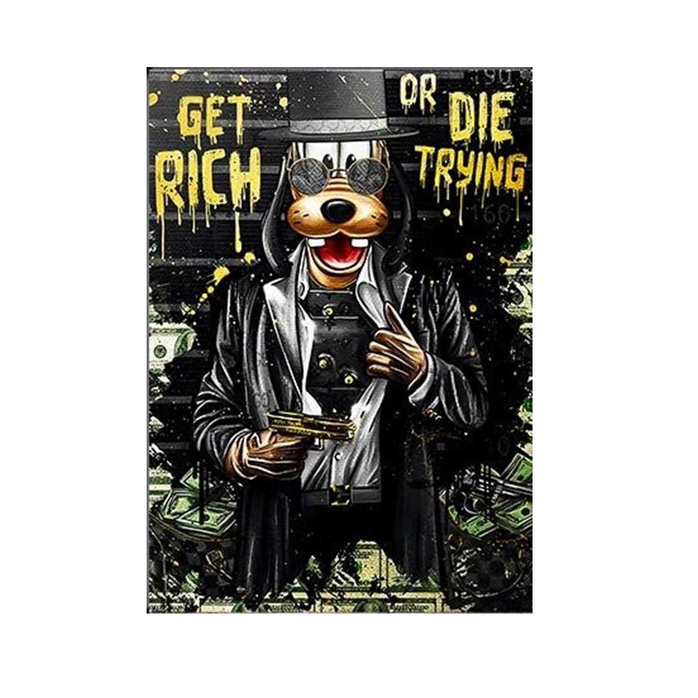 Arthia Designs - Get Rich Or Die Trying Goofy Canvas Art - Review