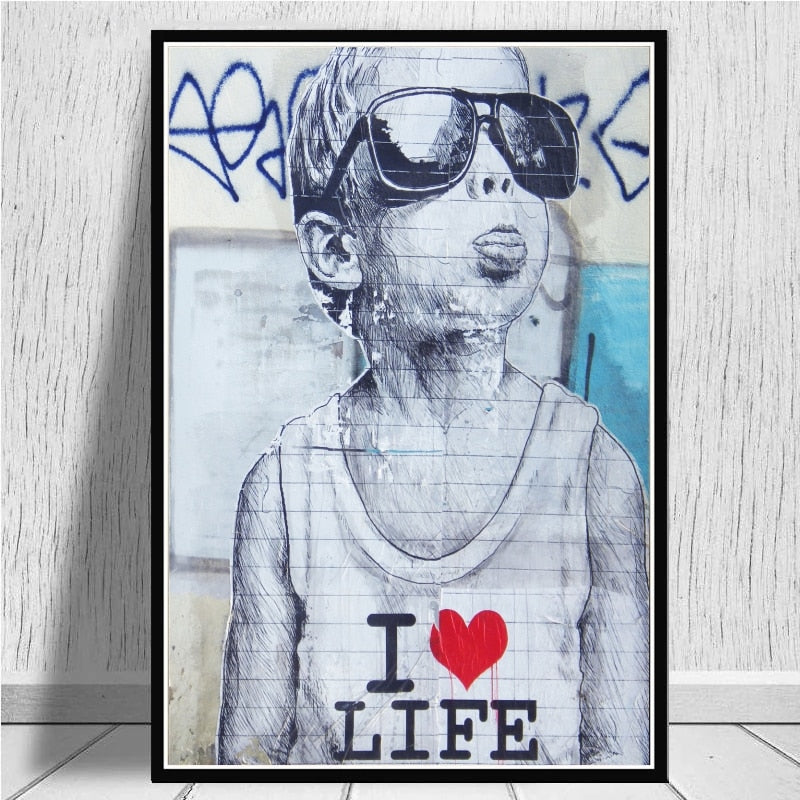 Arthia Designs - Funny Banksy Street Graffiti 1 Canvas Art - Review