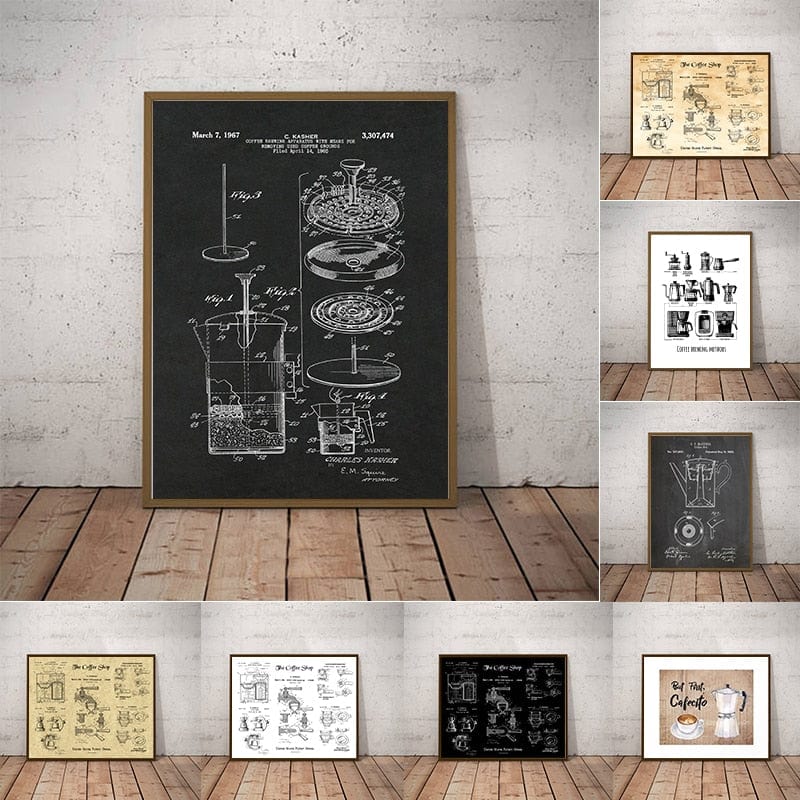 Arthia Designs - Classic Coffee Pot Blueprint Canvas Art - Review