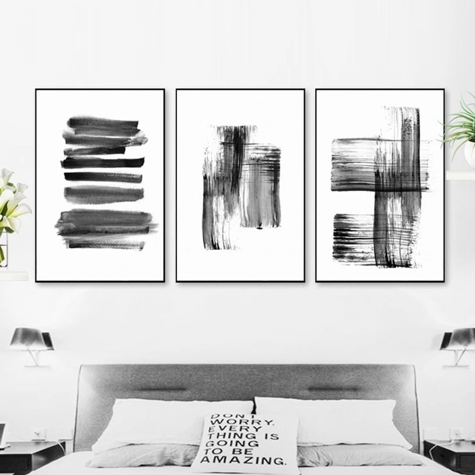 Arthia Designs - Abstract Brush Strokes Black Ink Canvas Art - Review