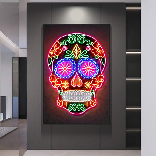 Arthia Designs - Neon Floral Skull Canvas Art - Review