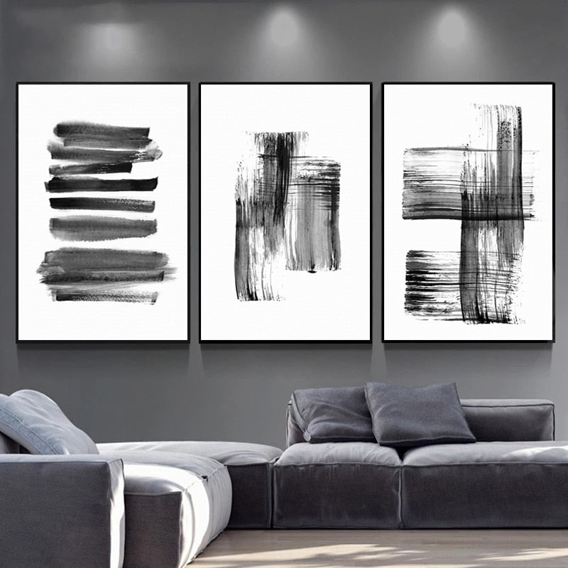 Arthia Designs - Abstract Brush Strokes Black Ink Canvas Art - Review