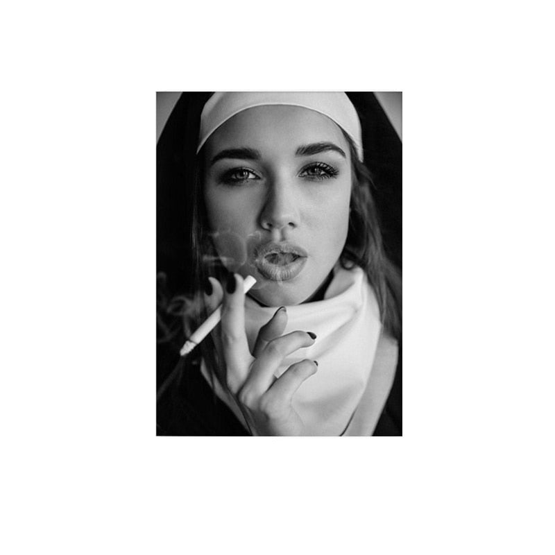 Arthia Designs - Vintage Black White Smoking Nuns Canvas Art - Review