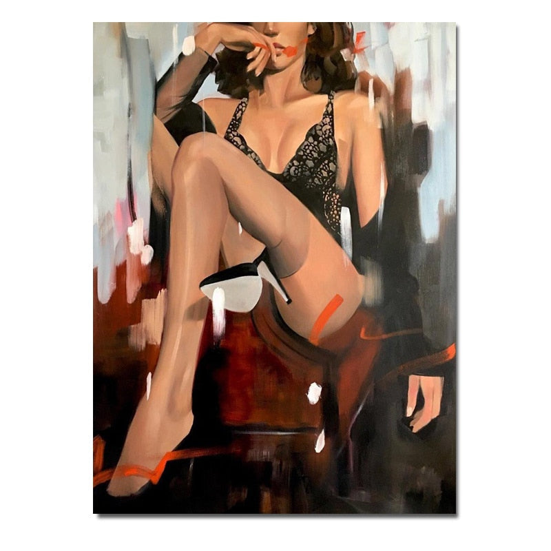 Arthia Designs - Sexy Girl in Black Lingerie Canvas Art - Review