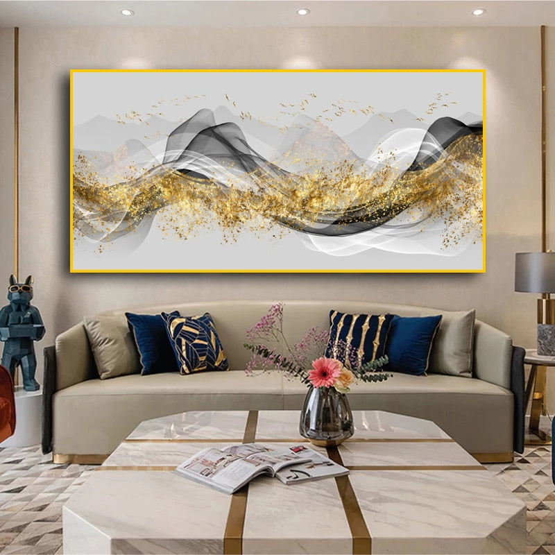 Arthia Designs - Abstract Golden Black Ribbon Canvas Art - Review