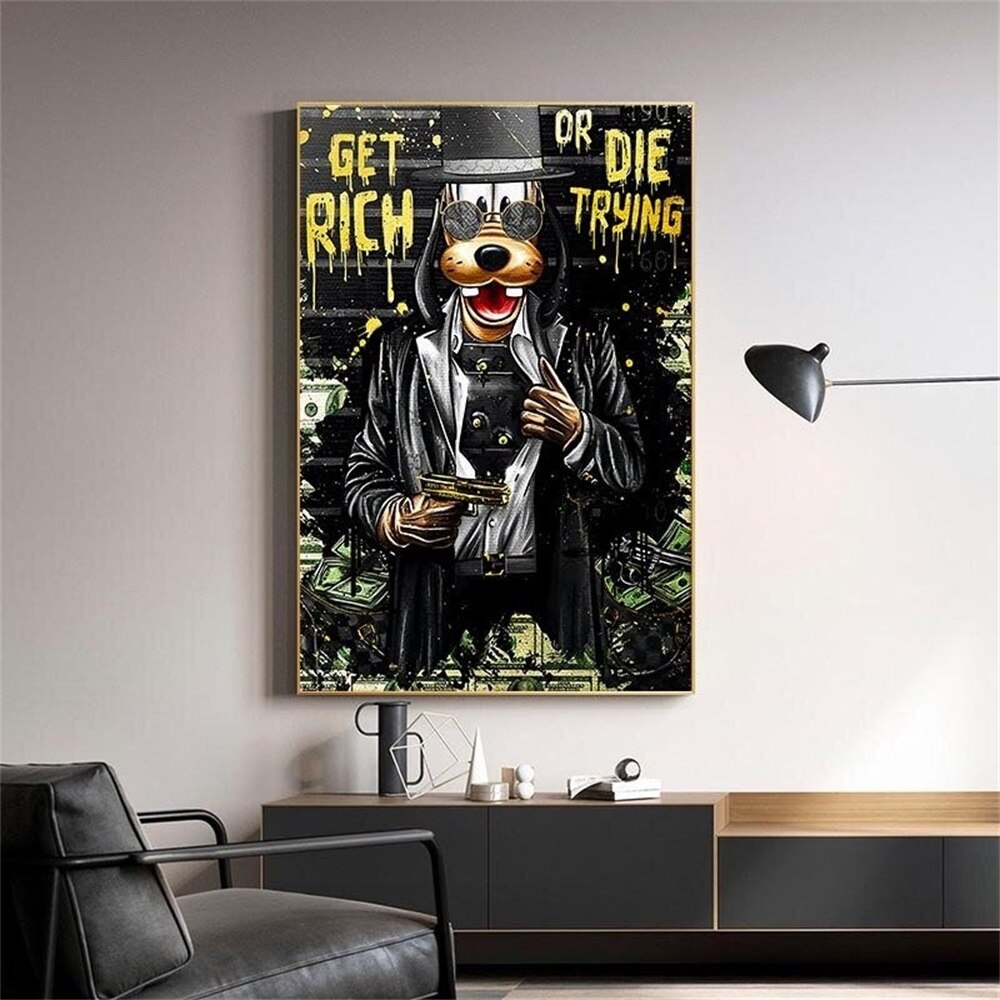 Arthia Designs - Get Rich Or Die Trying Goofy Canvas Art - Review