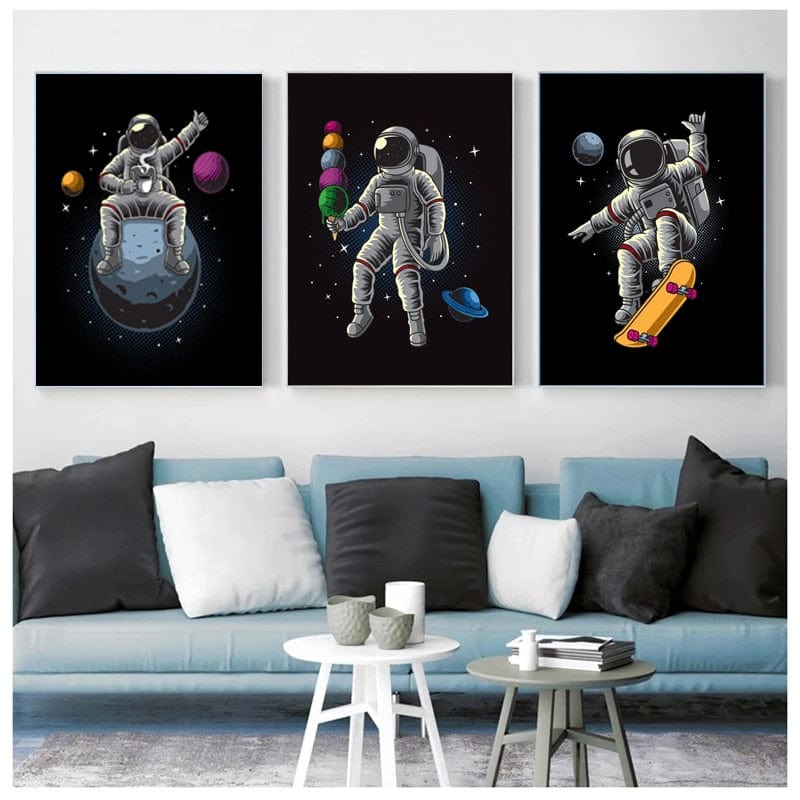 Arthia Designs - Various Funny Astronaut Painting Canvas Art - Review